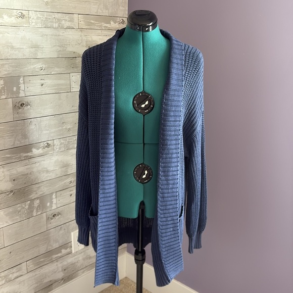 AERIE 100% Cotton Blue Knit Cardigan - Picture 1 of 8